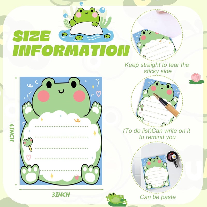 Chiisong 12 Pack Frog Sticky Notes Gifts Cute Frog Sticky Notes 3x4 Inch Cartoon Funny Self Stick Notepads Novelty Animals Post Pads Favors for Women Men Office Supplies Home Christmas Small Gifts - Image 3